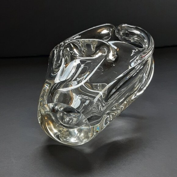 Vintage Art Glass Basket Clear 8inch tall Mid-century Modern Decor - Picture 3 of 8